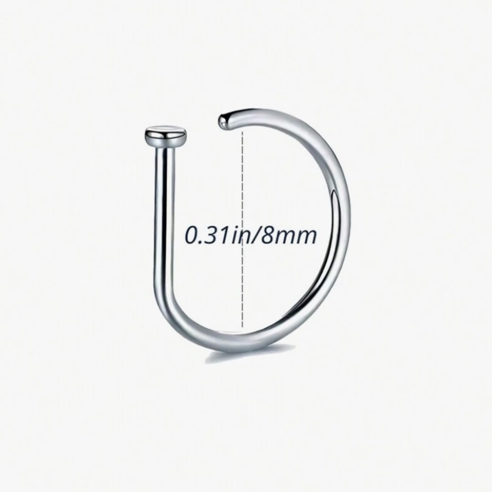 Set of 3 Faux Nose Rings, 2 Silver, 1 Black - Picture 6 of 6
